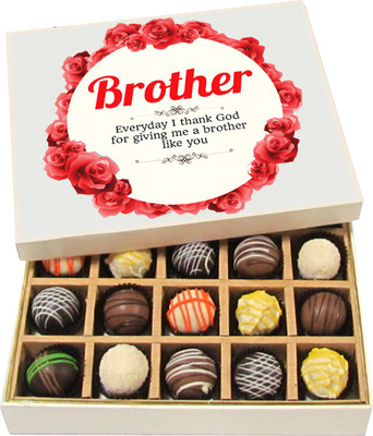 

Chocholik Rakshabandhan Gift Box - Brother Everyday I Thank God - Dark, Milk, White Chocolate Truffles - 20pc Truffles(300 g)