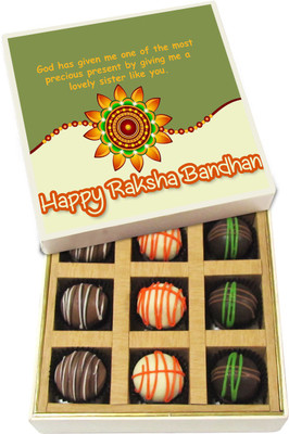 

Chocholik Rakshabandhan Gift Box - God Has Given Me the Most Precious Presents - Dark, Milk, White Chocolate Truffles - 9pc Truffles(135 g)