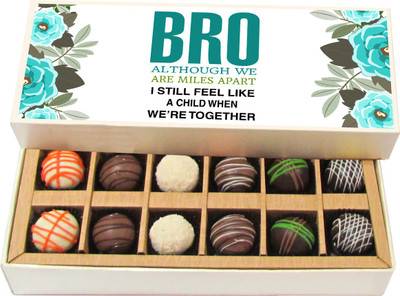 

Chocholik Rakshabandhan Gift Box - Feel Like a Child When We Are Together - Dark, Milk, White Chocolate Truffles - 12pc Truffles(180 g)