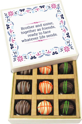 

Chocholik Rakshabandhan Gift Box - Brother and Sister Together as Friends - Dark, Milk, White Chocolate Truffles - 9pc Truffles(135 g)
