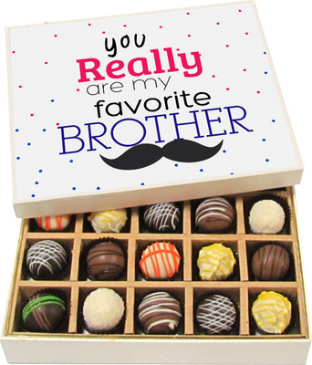 

Chocholik Rakhi Gift Box - Favorite Brother - Dark, Milk, White Chocolate Truffles - 20pc Truffles(300 g)