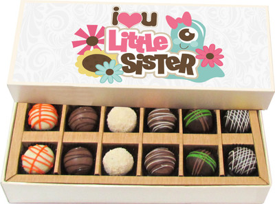 

Chocholik Rakshabandhan Gift Box - I Love You Little Sister - Dark, Milk, White Chocolate Truffles - 12pc Truffles(180 g)