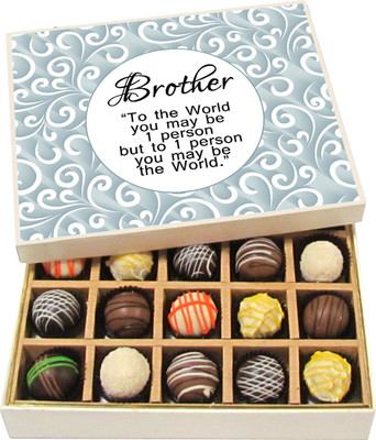 

Chocholik Rakshabandhan Gift Box - Brother You Are World to Me - Dark, Milk, White Chocolate Truffles - 20pc Truffles(300 g)