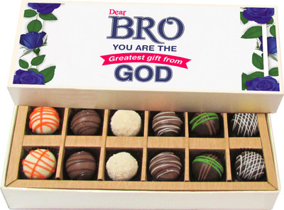 

Chocholik Rakshabandhan Gift Box - You Are the Greatest Gift From God - Dark, Milk, White Chocolate Truffles - 12pc Truffles(180 g)