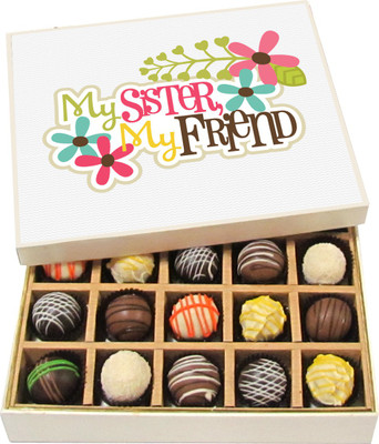 

Chocholik Rakshabandhan Gift Box - My Sister My Friend - Dark, Milk, White Chocolate Truffles - 20pc Truffles(300 g)