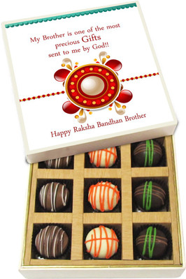

Chocholik Rakhi Gift Box - I'm So Grateful To Have Best Friend For Life In You - Dark, Milk, White Chocolate Truffles - 9pc Truffles(135 g)