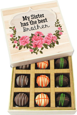 

Chocholik Rakhi Gift Box - My Sister Has the Best Brother - Dark, Milk, White Chocolate Truffles - 9pc Truffles(135 g)