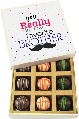 

Chocholik Rakhi Gift Box - Favorite Brother - Dark, Milk, White Chocolate Truffles - 9pc Truffles(135 g)