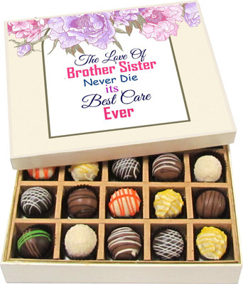 

Chocholik Rakshabandhan Gift Box - The Love of Brother Sister Never Die - Dark, Milk, White Chocolate Truffles - 20pc Truffles(300 g)