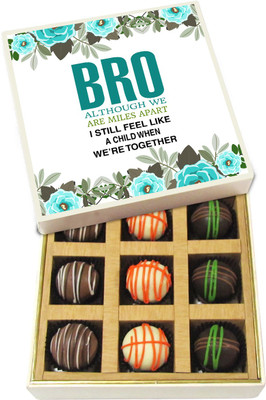 

Chocholik Rakshabandhan Gift Box - Feel Like a Child When We Are Together - Dark, Milk, White Chocolate Truffles - 9pc Truffles(135 g)