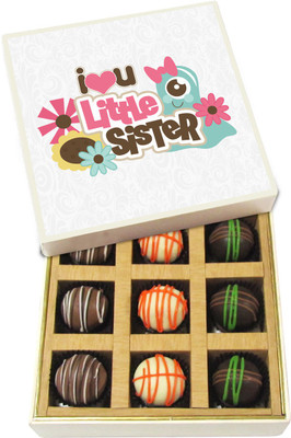 

Chocholik Rakshabandhan Gift Box - I Love You Little Sister - Dark, Milk, White Chocolate Truffles - 9pc Truffles(135 g)