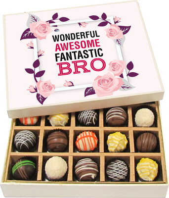 

Chocholik Rakshabandhan Gift Box - Wonderful Awesome Fantastic Bro - Dark, Milk, White Chocolate Truffles - 20pc Truffles(300 g)