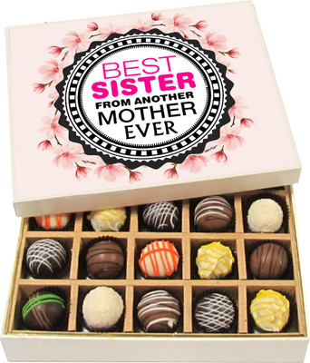 

Chocholik Rakshabandhan Gift Box - Best Sister From Another Mother Ever - Dark, Milk, White Chocolate Truffles - 20pc Truffles(300 g)