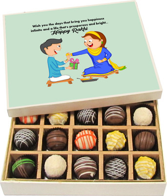 

Chocholik Rakshabandhan Gift Box - Wish You the Days That Bring You Happiness - Dark, Milk, White Chocolate Truffles - 20pc Truffles(300 g)