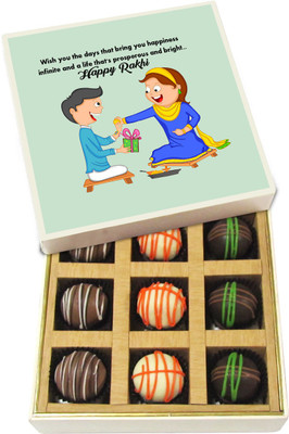 

Chocholik Rakshabandhan Gift Box - Wish You the Days That Bring You Happiness - Dark, Milk, White Chocolate Truffles - 9pc Truffles(135 g)