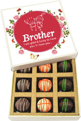 

Chocholik Rakshabandhan Gift Box - I Love You Brother - Dark, Milk, White Chocolate Truffles - 9pc Truffles(135 g)