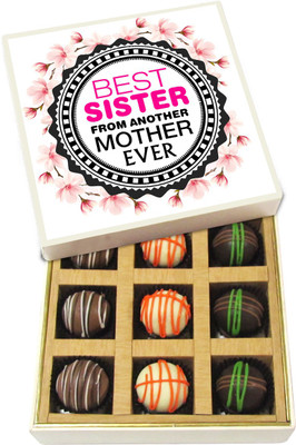 

Chocholik Rakshabandhan Gift Box - Best Sister From Another Mother Ever - Dark, Milk, White Chocolate Truffles - 9pc Truffles(135 g)