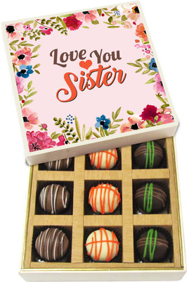 

Chocholik Rakshabandhan Gift Box - Love You Sis - Dark, Milk, White Chocolate Truffles - 9pc Truffles(135 g)