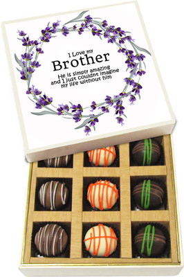 

Chocholik Rakshabandhan Gift Box - I Love My Brother - Dark, Milk, White Chocolate Truffles - 9pc Truffles(135 g)