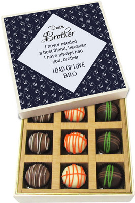 

Chocholik Rakhi Gift Box - Load of Love Brother - Dark, Milk, White Chocolate Truffles - 9pc Truffles(135 g)