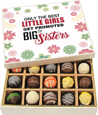 

Chocholik Rakshabandhan Gift Box - Only the Best Little Girls Get Promoted Big - Dark, Milk, White Chocolate Truffles - 20pc Truffles(300 g)
