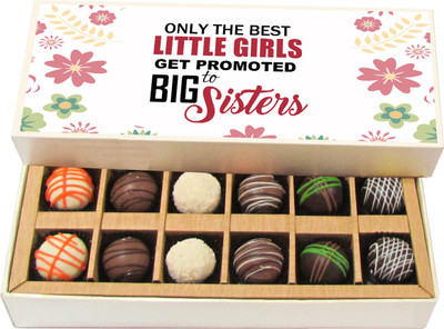 

Chocholik Rakshabandhan Gift Box - God Made Us Sisters Our Hearts Made Us Friends - Dark, Milk, White Chocolate Truffles - 12pc Truffles(180 g)