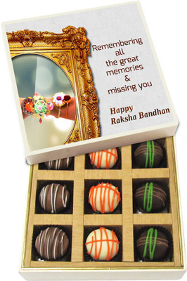 

Chocholik Rakshabandhan Gift Box - Remembering All the Great Memories - Dark, Milk, White Chocolate Truffles - 9pc Truffles(135 g)