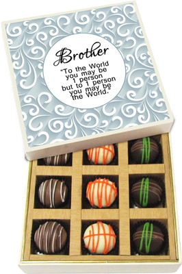 

Chocholik Rakhi Gift Box - Brother You Are World to Me - Dark, Milk, White Chocolate Truffles - 9pc Truffles(135 g)