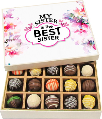 

Chocholik Rakshabandhan Gift Box - My Sister Is the Best Sister - Dark, Milk, White Chocolate Truffles - 20pc Truffles(300 g)