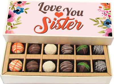 

Chocholik Rakshabandhan Gift Box - Love You Sis - Dark, Milk, White Chocolate Truffles - 12pc Truffles(180 g)
