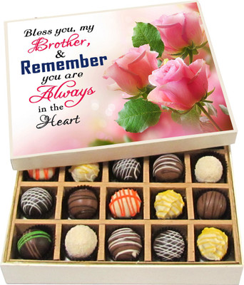 

Chocholik Rakshabandhan Gift Box - Bless You My Brother, & Remember You Are - Dark, Milk, White Chocolate Truffles - 20pc Truffles(300 g)