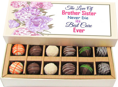 

Chocholik Rakshabandhan Gift Box - The Love of Brother Sister Never Die - Dark, Milk, White Chocolate Truffles - 12pc Truffles(180 g)