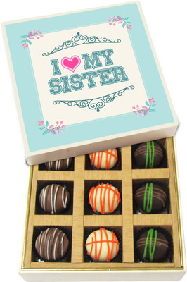

Chocholik Rakshabandhan Gift Box - I Love My Sister - Dark, Milk, White Chocolate Truffles - 9pc Truffles(135 g)