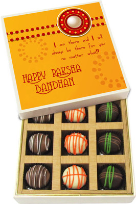 

Chocholik Rakhi Gift Box - I Am There And I Will Always Be There - Dark, Milk, White Chocolate Truffles - 9pc Truffles(135 g)
