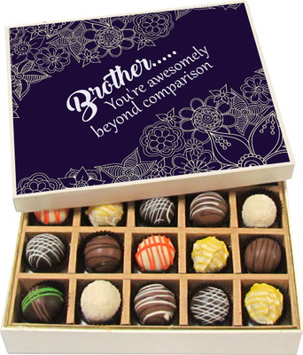 

Chocholik Rakshabandhan Gift Box - Brother You're Awesomely Beyond Comparision - Dark, Milk, White Chocolate Truffles - 20pc Truffles(300 g)