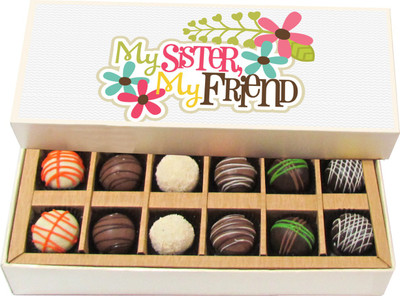 

Chocholik Rakshabandhan Gift Box - My Sister My Friend - Dark, Milk, White Chocolate Truffles - 12pc Truffles(180 g)