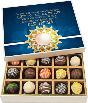 

Chocholik Rakshabandhan Gift Box - On the Occasion of Raksha Bandhan - Dark, Milk, White Chocolate Truffles - 20pc Truffles(300 g)