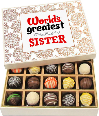 

Chocholik Rakshabandhan Gift Box - World's Greatest Sister - Dark, Milk, White Chocolate Truffles - 20pc Truffles(300 g)