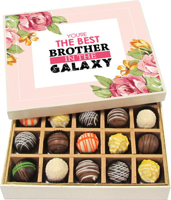 

Chocholik Rakshabandhan Gift Box - You Are the Best Brother in the Galaxy - Dark, Milk, White Chocolate Truffles - 20pc Truffles(300 g)