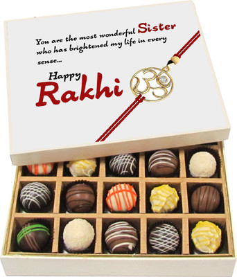 

Chocholik Rakshabandhan Gift Box - You Are the Most Wonderful Sister - Dark, Milk, White Chocolate Truffles - 20pc Truffles(300 g)