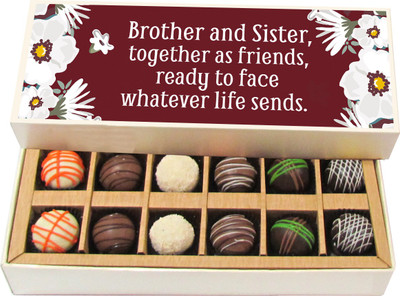 

Chocholik Rakshabandhan Gift Box - Brother and Sister Always Together as Friends - Dark, Milk, White Chocolate Truffles - 12pc Truffles(180 g)