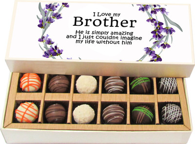 

Chocholik Rakshabandhan Gift Box - I Love My Brother - Dark, Milk, White Chocolate Truffles - 12pc Truffles(180 g)