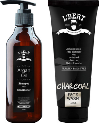 

lbert Combo Pack of Moroccan Argan Oil Shampoo with Conditioner – 250 ML & Activated Charcoal Face Wash For Men & Women - 100 ML(Set of 2)
