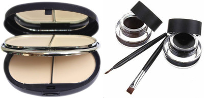 TheTopNotch Eye Liner Black Brown and TYA 5 in 1 Two Way Compact(Set of 3)