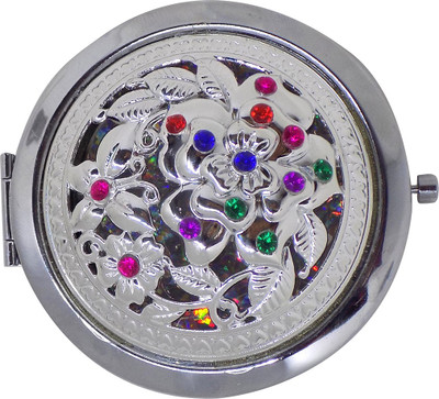 

Fully Folding Personalized Compact Mirrors For Women Make Up Back With Flower Design ( M1 )