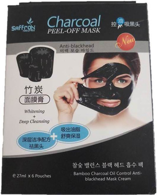 

Saffron Charcoal face mask 6 pouch pack -27ml in each pouch-Charcoal peel off mask pack(27 ml)