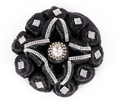 

HONBON Artificial Juda Hair Accessories For Women and Girls with Stone Work Juda For Festives Designer Stone Bridal Wedding Hair Extension Juda Accessories â¦ Hair Accessory Set(Black)