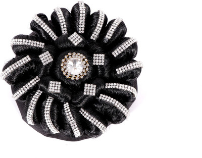 

HONBON Artificial Juda Hair Accessories For Women and Girls with Stone Work Juda For Festives Designer Stone Bridal Wedding Hair Extension Juda Accessories … Hair Accessory Set(Black)