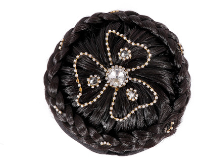

HONBON Artificial Juda Hair Accessories For Women and Girls with Stone Work Juda For Festives Designer Stone Bridal Wedding Hair Extension Juda Accessories … Bun(Brown)