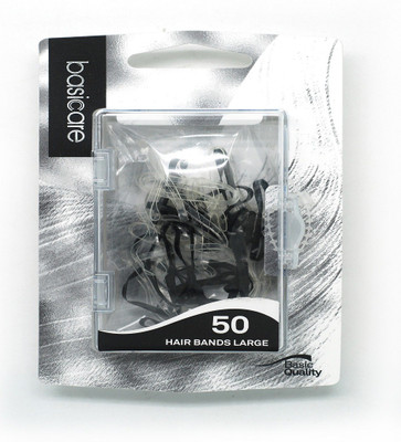 

Basicare Free Elastics Large, pack of 50 Black&Clear Hair Band(Black)